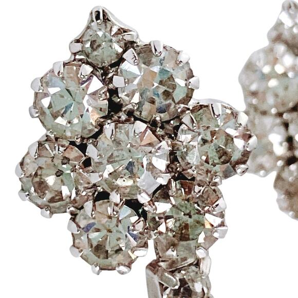 VTG 1950s Mid Century Clear Rhinestone Chandelier Dangle Clip On Earrings - Picture 4 of 9